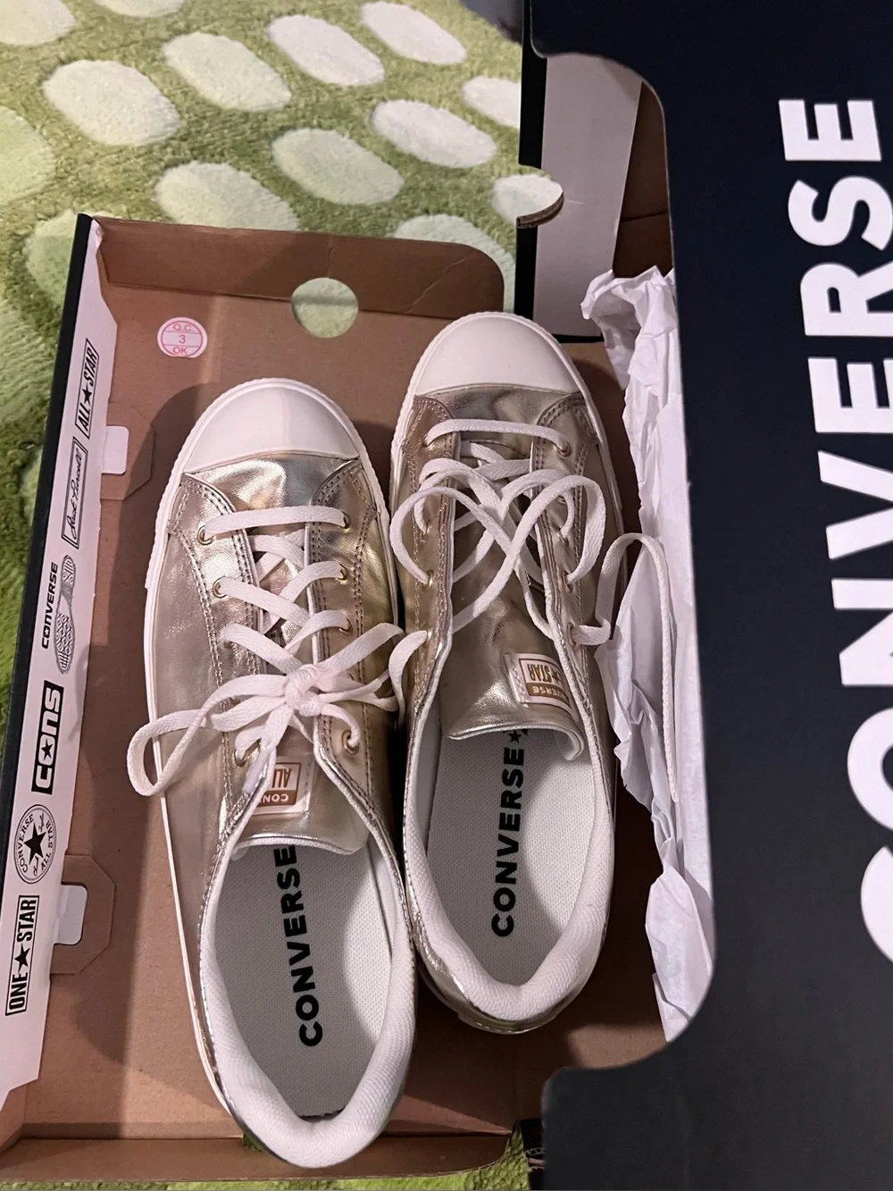 9 Converse Chuck Taylor Lucky Ox Women's gold Metallic Low Top Sneakers NEW BOX - Picture 8 of 10